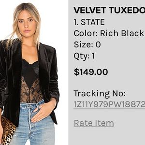 VELVET BLACK BLAZER FROM REVOLVE.COM